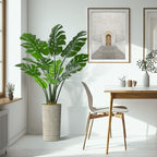 Artificial Tree in Geometric Pattern Planter, Fake Monstera Silk Tree for Indoor and Outdoor Home Decoration - 65" Overall Tall (Plant Pot Plus Tree) - Image 6