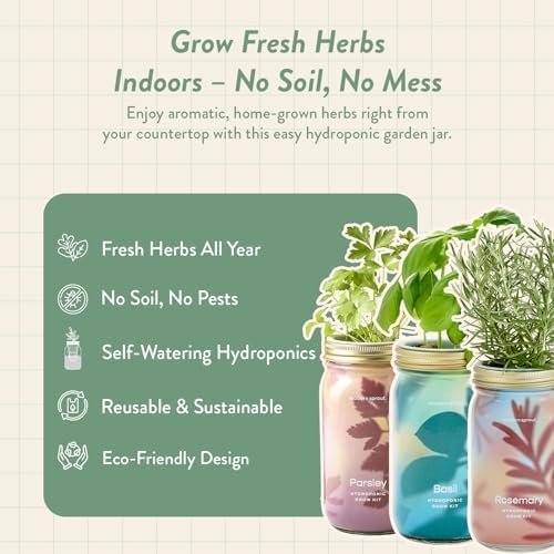 Modern Sprout Garden Jars + Smart Growbar Bundle- Basil, Rosemary & Parsley - Image 2