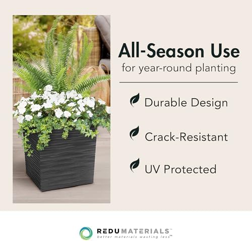 Tierra Verde Citadel Serenity Self-Watering Square Planter, Black, 14" - Image 3