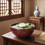 Bowl Planter, 10 Inch Ceramic Bonsai Pots, Red Leopard - Image 6