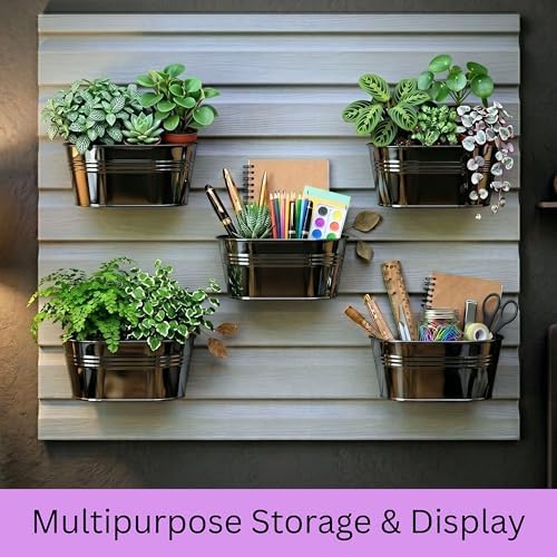 LaLaGreen Modern Wall Planter (9.8 in, 8 Pack) Black Metal Plant Shelf - Image 5