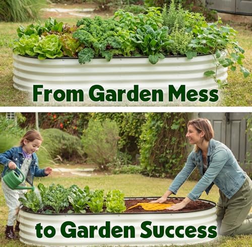 Galvanized Raised Garden Beds Outdoor 4×2×1 ft with Seed & Seedling Spacer Tool Kit // Tool-Free Metal Garden Box & Square Foot Gardening Seed Template for Organized Vegetable & Fruit Planting - Image 6