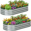 TATAANTY Galvanized Raised Garden Bed for Outdoor: 4X2X1ft Durable Metal Vegetable Plant Container Kit - Oval Planter Box for Gardening Flower Trough （2 Pack） by TATAANTY