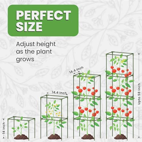 3 Pack 58" Square Tomato Cages for Garden - Large Tomato Trellis Stakes - Image 2