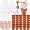 30 Sets Happy Mother's Day Appreciation Gifts Party Favors Mini Terracotta Flowerpot Planting Kit with Seedling Soil Blocks, Labels, Mother's Day Cards & Organza Bags for Mom Gardening Gift by Acellegic
