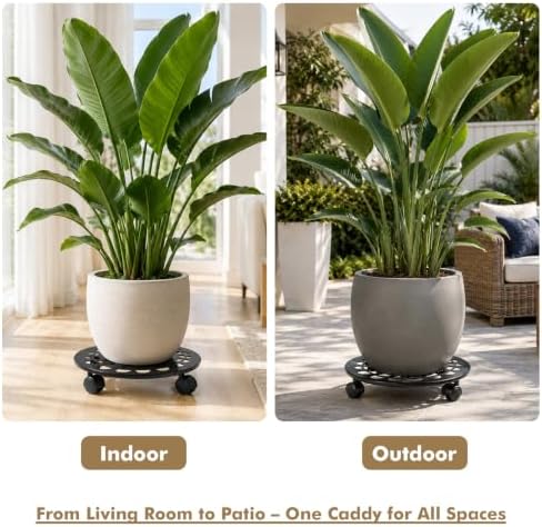 3 Packs 12 Inch Metal Plant Caddy with Wheels Heavy-Duty Rolling Plant Stand Lockable Wheels Plant Roller Base for Indoor Planters Outdoor Flower Pot Mover Rollers Plant Dolly Plant Coasters Trolley - Image 7