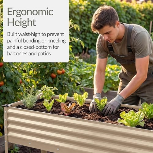 Best Choice Products 48x24x30in Galvanized Raised Garden Bed, Metal Elevated Planter Box, Vegetable Garden for Backyard, Patio, Balcony - Beige - Image 5