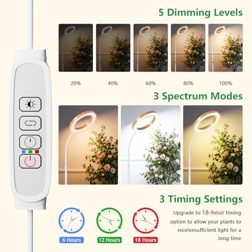 68" Full Spectrum Floor Grow Light with Stand for Tall& Large Indoor Plants - Image 5