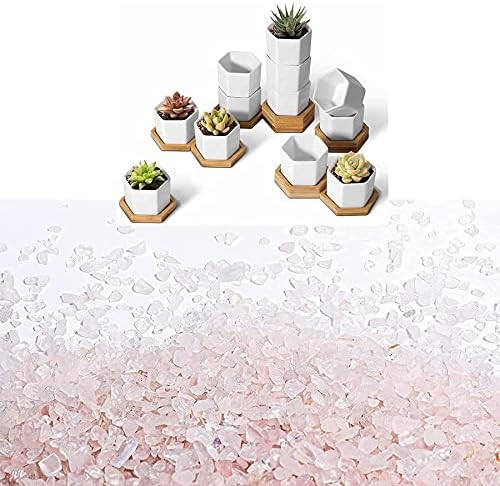 T4U Geometric Pots with Bamboo Tray and Crystal Quartz 1 lb by T4U