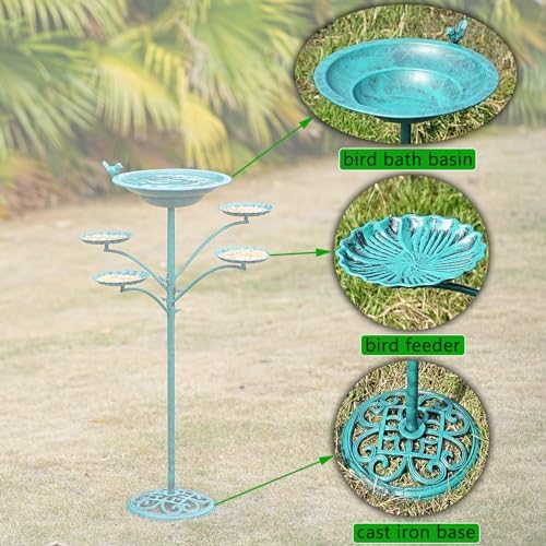 HOUYANG 35 "H Metal Bird Bath for Outside,Standing Bird Feeder - Image 5