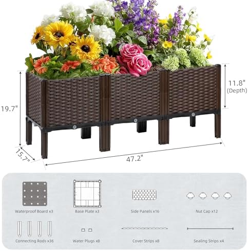 Raised Garden Bed with Legs, 20" Tall Planters for Outdoor Plants 47"Lx16"W - Image 5