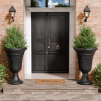 Tall Plastic Urn Planters and Pedestal - 24" Outdoor Planter Black - Image 7