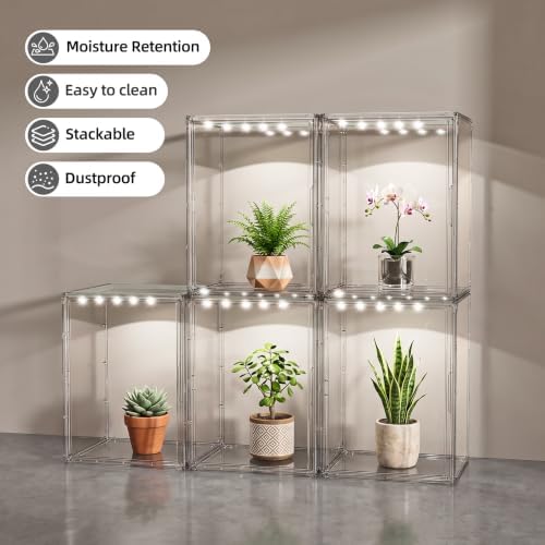 JOYZAN Clear Mini Indoor Greenhouse Small Tabletop Green House with Lights - Image 3
