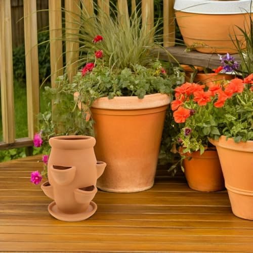 FAVOMOTO Strawberry Tower Planter Lightweight Terracotta Pot for Succulents Orchids Decorative Plants Vertical Planter for Gardening for Balconies - Image 2