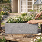 24" Rectangular Indoor Outdoor Planter, Light Gray, Windowsill Plant Box - Image 4