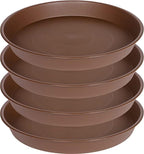 4 Pack of 16 17 inch Plant Saucer (15 inch Base), 2.3" Depth, Heavy Duty Deep Plant Trays for Pots, Bird Bath Bowls, Plant Water Saucers for Indoors, Planter Drip Trays (17", Chocolate) by Bleuhome