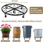 4 Pack Plant Caddy with Wheels 18 Inch Rolling Plant Stand for Large Plants Heavy Duty Plant Rollers Metal Plant Dolly Rustproof Planter Stand Wrought Iron Plant Stands Flower Cart Outdoor - Image 3