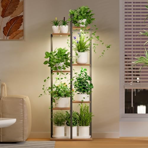 Plant Stand Indoor with Grow Lights - 50" Metal Flower Pot Stands for Multiple Plants - 7 Tiered Tall Plant Stands, Corner Plant Shelf for Living Room Home Gardening Decor (Black) - Image 2