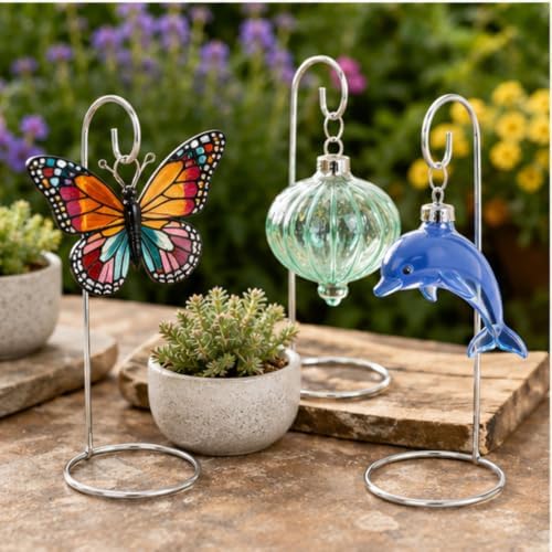 Ornament Display Stands Set of 10, Silver Metal Christmas Ornament Hangers, 7 Inch Chrome Finished Tabletop Display Holders for Holiday Ornaments, Keepsakes, Air Plants, Terrariums and Mini Decor - Image 5