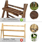 Topeakmart Wooden Plant Stand, 3 Tier Foldable Ladder Plant Stand in Brown - Image 5