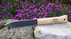 DeWit Serrated Farmer's Dagger Knife - Heavy Duty All-Purpose Garden Tool with Dual-Sided Sharp Blade, Tempered Boron Steel & Ash Hardwood Handle (12.75" Total Length, 0.85lbs) - Image 3