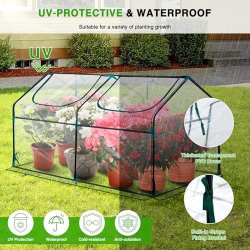 Yesker Mini Greenhouse 71"x36"x36" Portable Small Green House for Indoor Outdoor Greenhouses with PVC Cover Compact Greenhouses Kit for Winter Gardening Balcony Patio Outside Backyard Plant Protection - Image 4