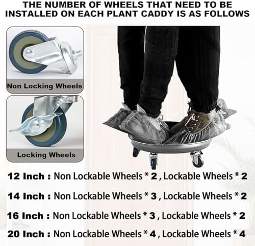 Heavy Duty Plant Caddy with Wheels 20 Inch, 360° Caster, Outdoor Rolling Plant Dolly that is Not Easily Rusted, Indoor Metal Plant Cart with Rollers, Plant Pot Trolley, Silver 3 Pack - Image 2