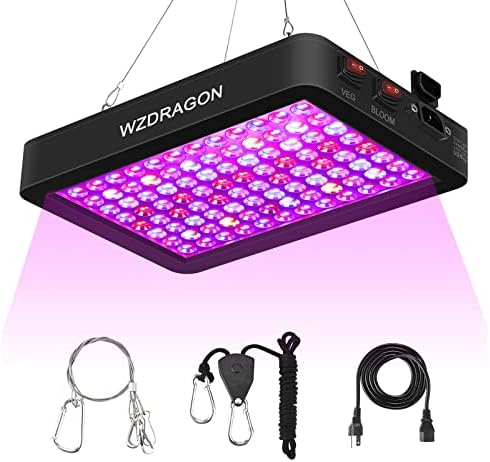 Upgraded BW1000 LED Grow Lights Double Chips Full Spectrum with 10ft Cable for Greenhouse and Indoor Plant Veg and Flower Growing [Black] by WZDRAGON