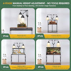 MECESOR Dual Reptile Lamp Stand,15.7-74.3 Inch Height Adjustable Reptile Light Stand,360°Rotatable Flexible Arms,Heat Lamp Stand for Reptiles Tank,Terrariums,Amphibian Cages&Plants - Image 5