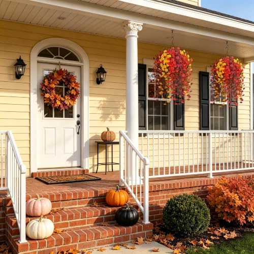 Fake Fall Artificial Outdoor Flowers Plant with Hanging Basket UV Resistant - Image 6