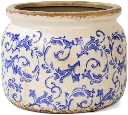 Dosayes Large Flower Pot, 7.28" Vintage Ceramic Pot of Indoor Plant by Dosayes