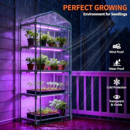 DoCred Indoor Greenhouse with Grow Light, 4-Tier Mini Greenhouse - Image 2