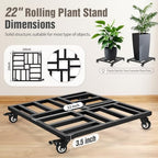 22" Plant Caddy with Wheels, Heavy Duty Metal Rolling Plant Stand, 600 lbs Square Plant Dolly with Lockable Industrial Caster Wheels for Large Planter Pots, Heavy Objects Wheeled Mobile Roller, 2 Pack - Image 5