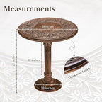 Mango Wood Round End Table, Burnt Finish, 18x22 - Image 3