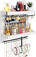Pinzoveco Hanging Jewelry Organizer Wall Mounted With Wall Jewelry Organizer Holder For Necklaces Bracelet Earrings Ring (White) by Pinzoveco