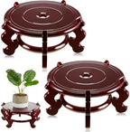 Geetery 2 Pcs 4–12 in Oriental Wooden Plant Stand Indoor Vase Stand, 12 in by Geetery