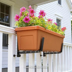Window Box Brackets, Adjustable Planter Box Brackets, Heavy Duty Iron Flower Box Brackets for Railings, with Enhanced Bottom Support - Perfect for Balconies, Fences, and Gardens (Black, 2 Pack) - Image 3