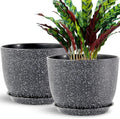 Flower Pots 12 Inch Set of 2, Plant Pots Pots for Indoor Plants, Planters for Outdoor Plants 12 Inch Pots for Plants with Drainage and Saucers, Speckled Black by SESUN-E