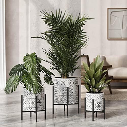 EverNest Tristan White with Black Boho Pattern Plant Pot with Loki Stand, SelectBase Indoor Planter, Neutral Home Decor, Minimalist Artistic Boho Plant Pot (Large, Black) - Image 6