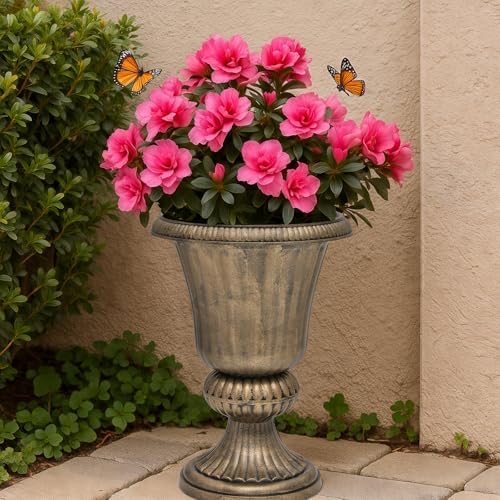 Magshion 20" Urn Planters for Outdoor Plants, Set of 2, Antique Brass - Image 4