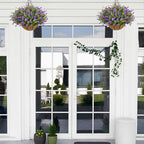 NETAP Artificial Hanging Flowers Basket for Outdoor, 16 Fake Flowers Look Real UV Resistant, Faux Hanging Plants for Porch, Balcony, Patio, Garden, Spring Summer Decor,Purple - Image 2