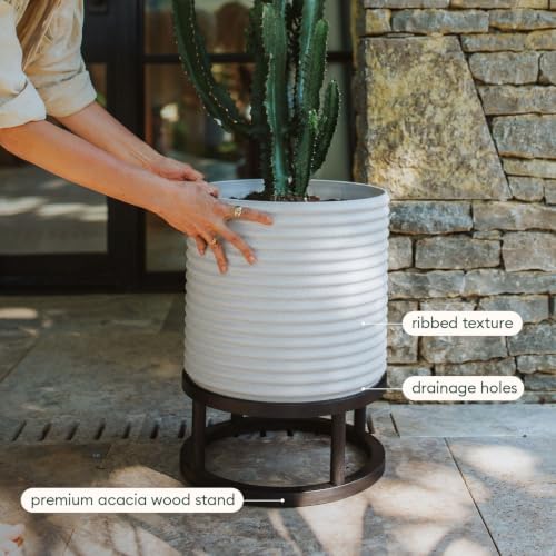 Veradek Mod Series Short Raised Planter - Round Outdoor Planter with Stand - Image 4