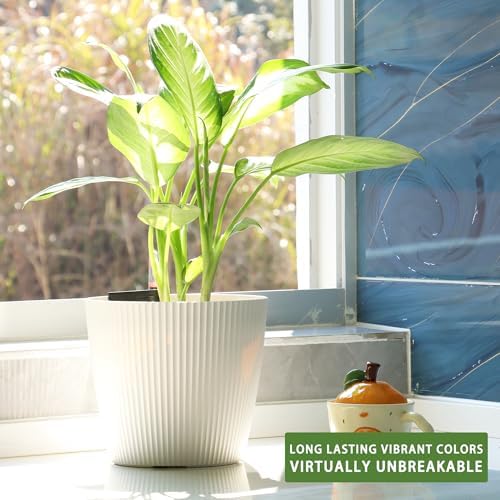 Dexceder 9x8 Self Watering Planters Indoor (2 Pack, White) - Image 6