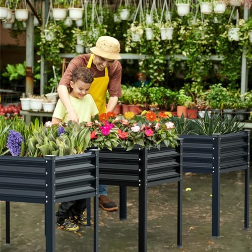 Raised Garden Bed with Legs, 48×24×32in Galvanized Raised Garden Beds Outdoor Elevated Metal Planter Box for Gardening Vegetables Flowers Herb-Black - Image 7