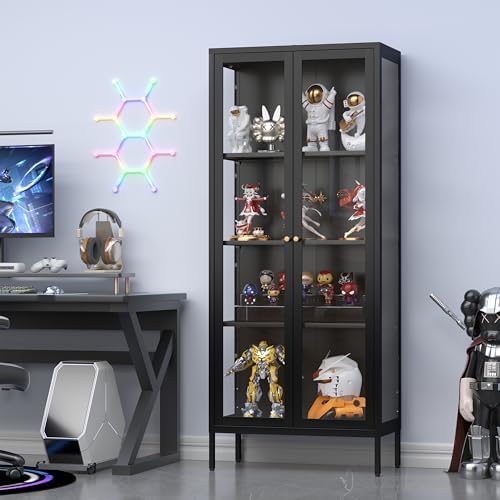 UNICOLY Glass Display Cabinet 4-Tier, Display Cabinet with Glass Doors - Image 2