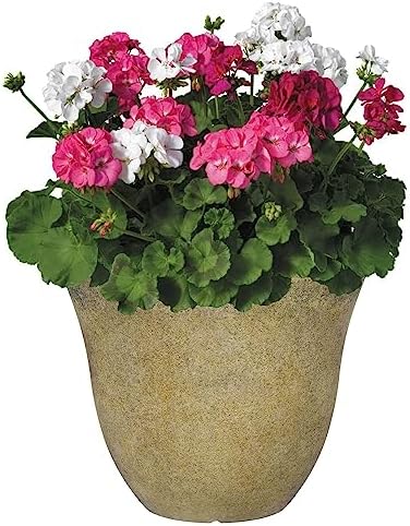 Classic Home and Garden Honeysuckle Resin Flower Pot Planter, Fossil Stone, 15" (Pack of 2) - Image 3
