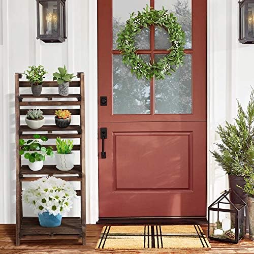 Topeakmart Foldable Shelf, Wood Ladder Shelf for Plants, No Assembly, Brown - Image 3