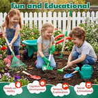 CUTE STONE Kids Gardening Set with Wheelbarrow, Kids Shovel and Rake Set - Image 5