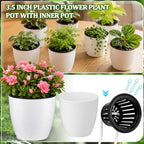 Self Watering Plant Pots, 3.5'', White Black, 54 Pcs - Image 3