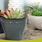 Headwind Riverside Collection – 14" Calcite Grey Glazed Decorative Plant Pots Indoor with Drainage & Outdoor - Modern Flower Pot Weather-Resistant Lightweight Planter by Robert Allen - Image 3